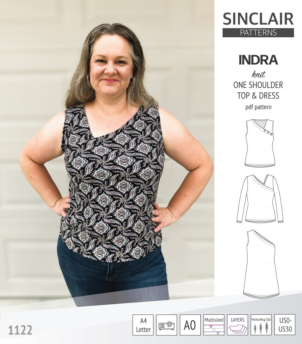 Indra one shoulder knit top (PDF sewing pattern) – Sinclair Patterns
