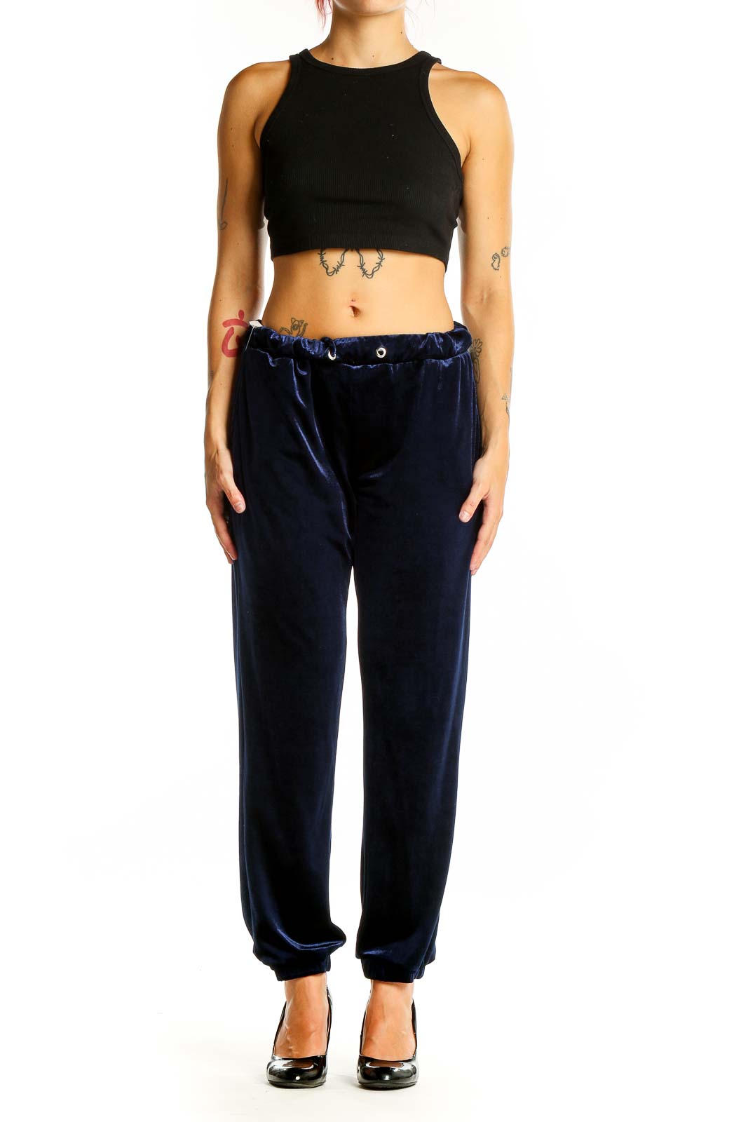 Zara Trafaluc Navy Velvet Jogger Pants - Casual Comfort – SilkRoll