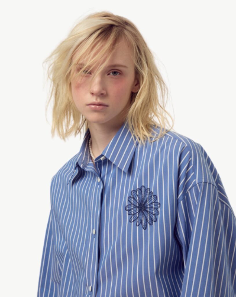 Cotton Oversized Shirt Stripe in Blue Navy by Mardi Mercredi