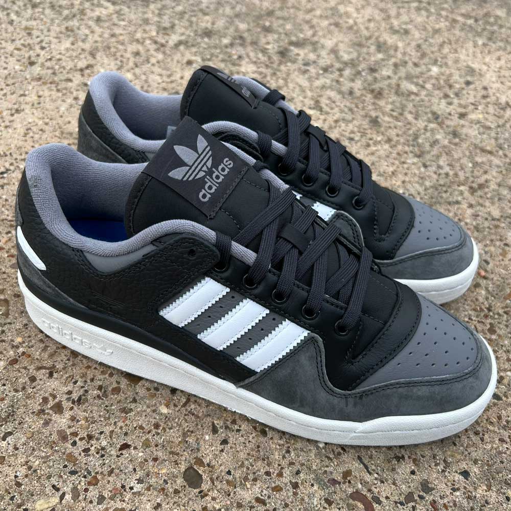 Forum 84 Low Adidas Skateboarding Carbon White Gray Leather Shoes