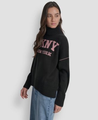 DKNY Jeans Women's Intarsia Logo Turtleneck Sweater - Macy's