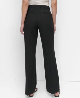 DKNY Women's Pintuck Mid-Rise Flare-Leg Pants - Macy's