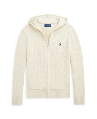 Polo Ralph Lauren Big Boys Cable Cotton Hooded Full-Zip Sweater