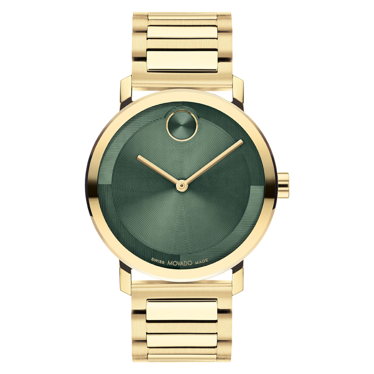 Movado Bold Evolution 2.0 Green Dial Yellow Gold PVD Bracelet