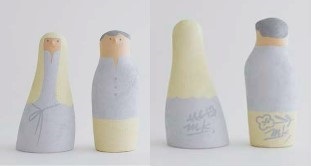 一点ものの器作品や、スウェーデンで制作されたフィギュリンの素焼きに