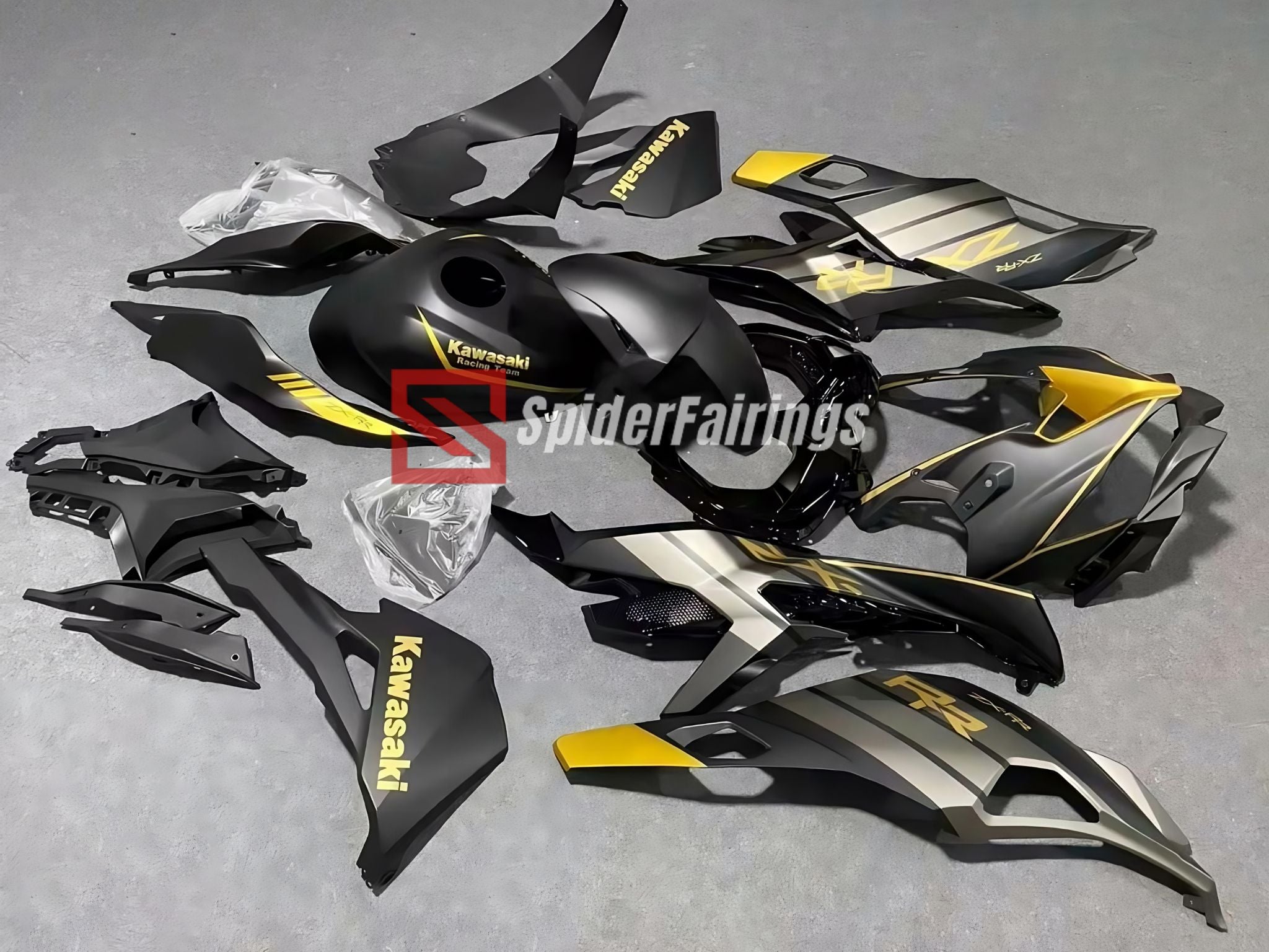 Matte Black Gold-Kawasaki ZX4RR Fairings 2020-2024 – SpiderFairings