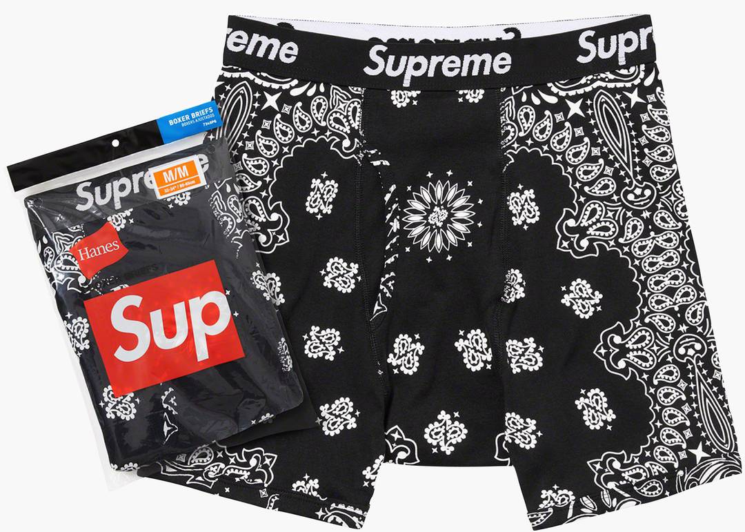 Supreme Hanes Bandana Boxer Briefs (2 Pack) Black | Hype Clothinga