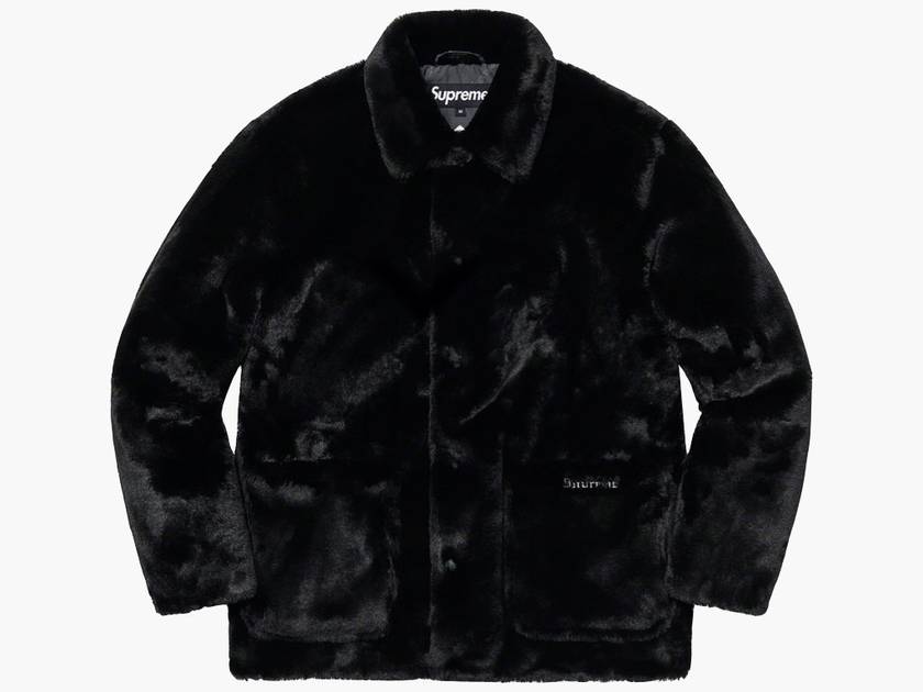 Supreme 2-Tone Faux Fur Shop Coat Black | Hype Clothinga