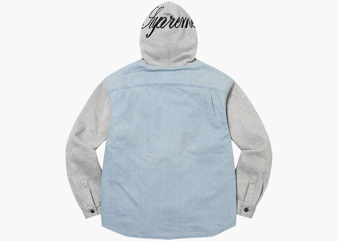 Supreme Fleece Hooded Denim Shirt Blue | Hype Clothinga
