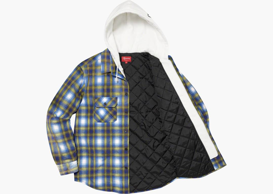 Supreme Hooded Flannel Zip Up Shirt Blue | Hype Clothinga