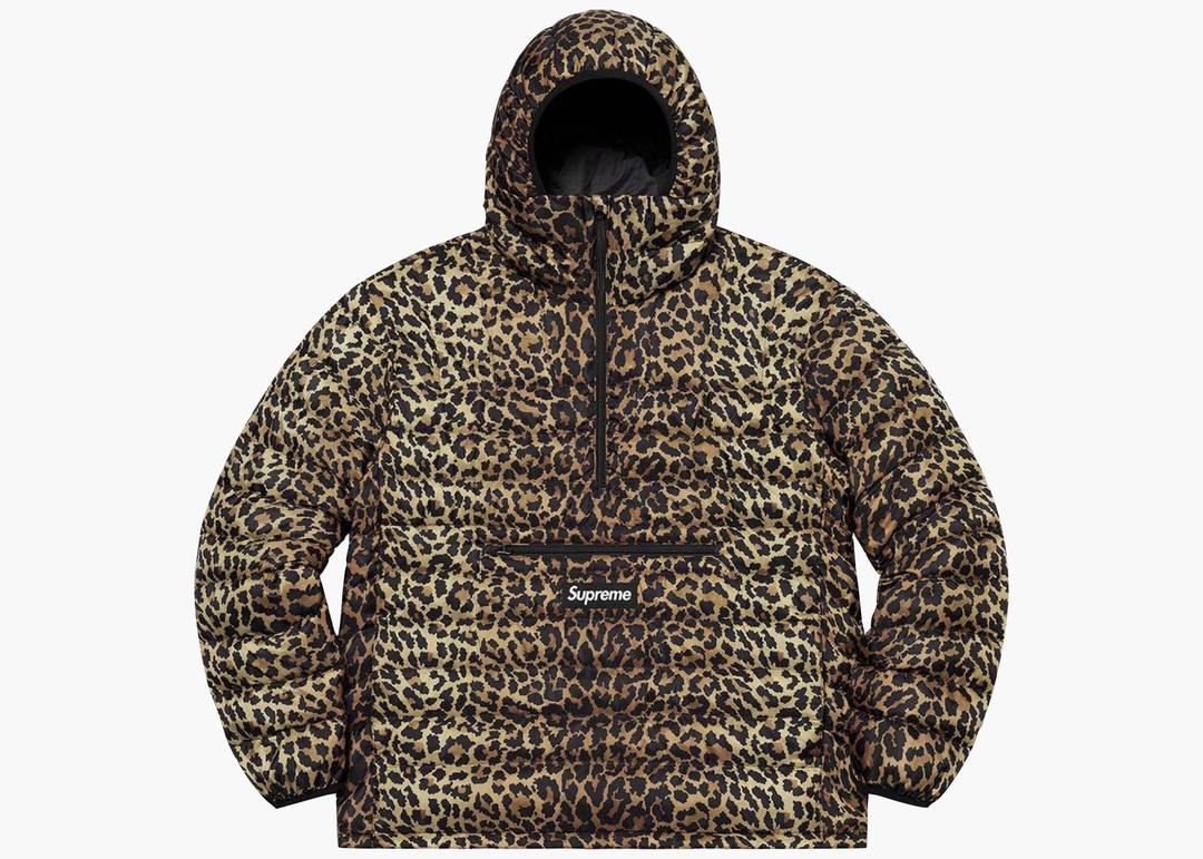 Supreme Micro Down Half Zip Hooded Pullover (FW21) Leopard