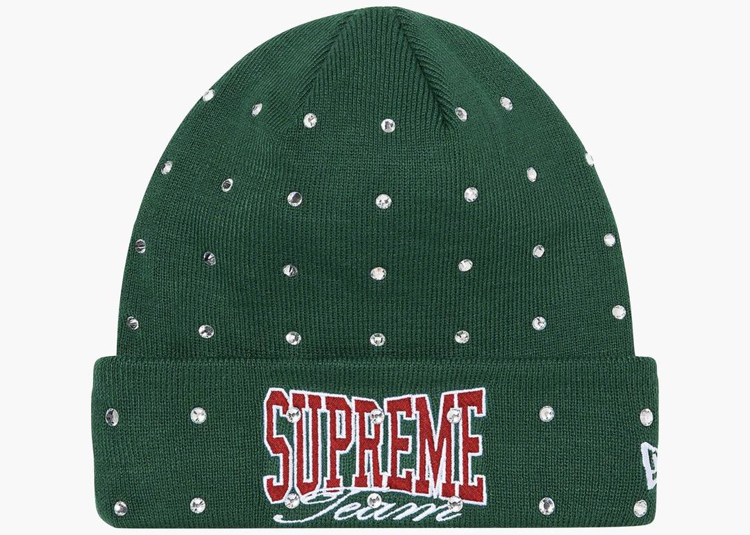 Supreme New Era Rhinestone Beanie Dark Green | Hype Clothinga