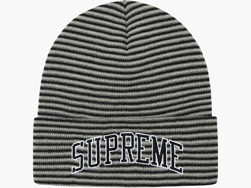 Supreme Rainbow Stripe Beanie Black | Hype Clothinga