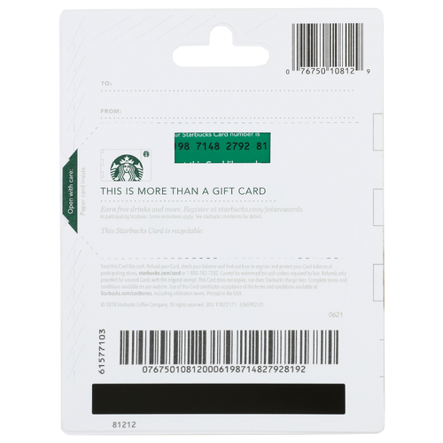 Starbucks Secure $15-500 - 1 Each - Super 1 Foods
