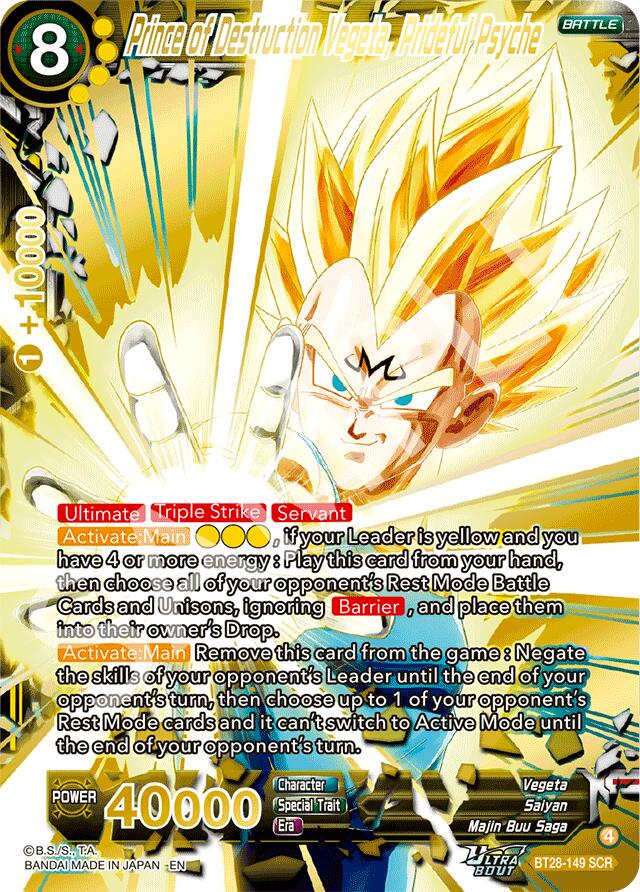 Prince of Destruction Vegeta, Prideful Psyche BT28-149 Prices