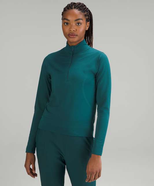 Lululemon Swiftly Relaxed Half Zip - Smoked Spruce / Wasabi - lulu