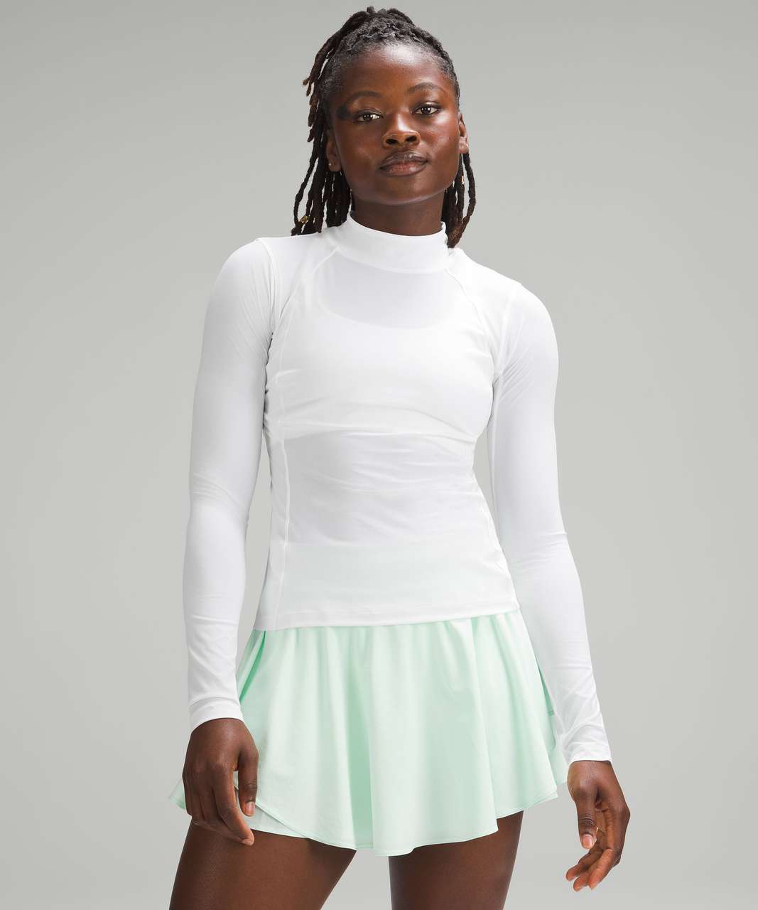 Lululemon Nulux Mock-Neck Long-Sleeve Shirt - White - lulu fanatics