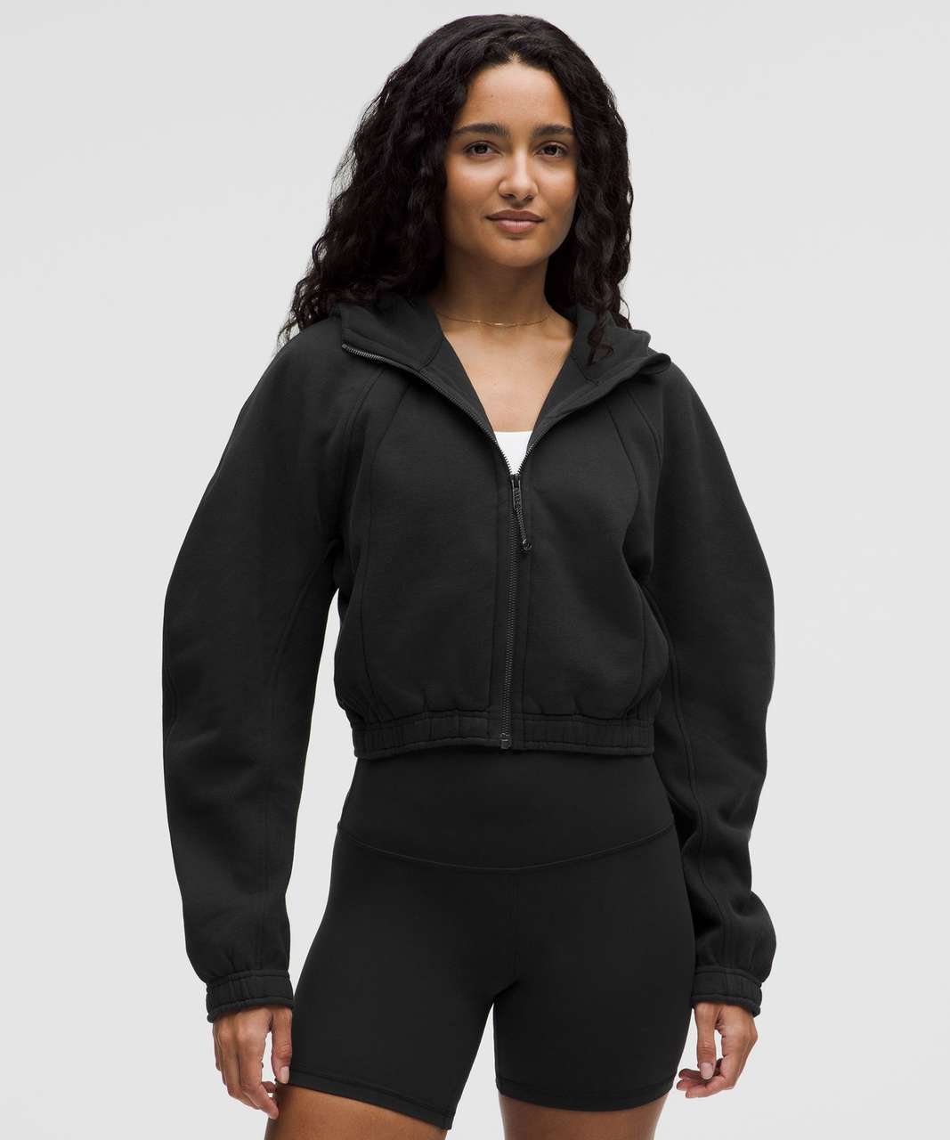 Lululemon Scuba Full-Zip Cropped Hoodie - Black - lulu fanatics