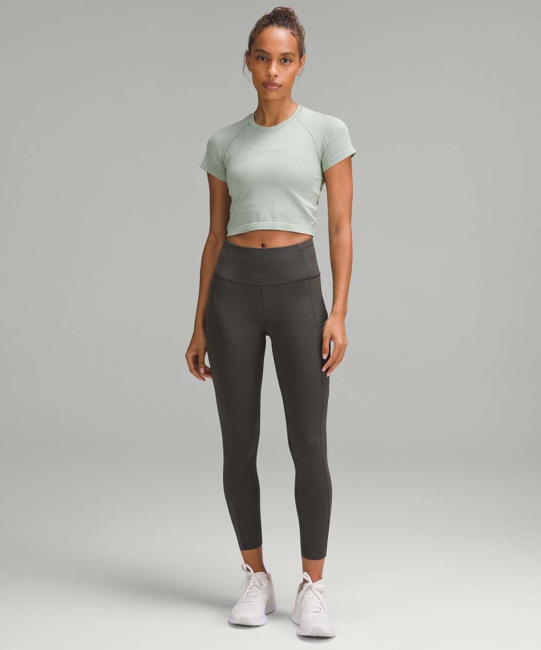 Lululemon Swiftly Tech Cropped Short-Sleeve Shirt 2.0 - Jade Grey