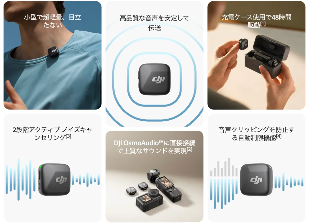 超軽量の約10gでパワフル性能のミニワイヤレスマイク「DJI Mic Mini