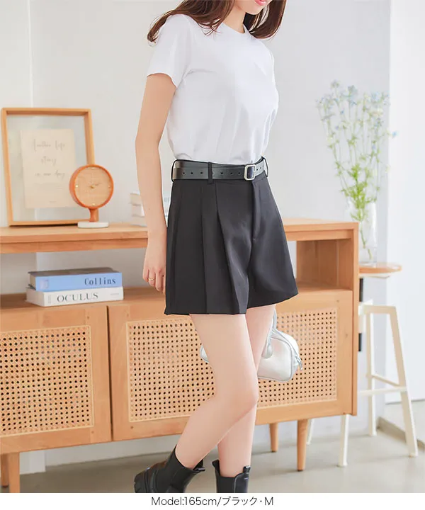 ベルト付き 2タックショートパンツ [M4111] - レディースファッション