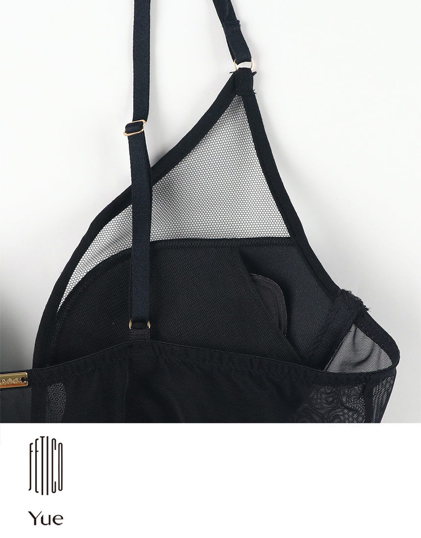 Yue FETICO×Yue 大胆な切替え・ワイヤー入りのカップ付き