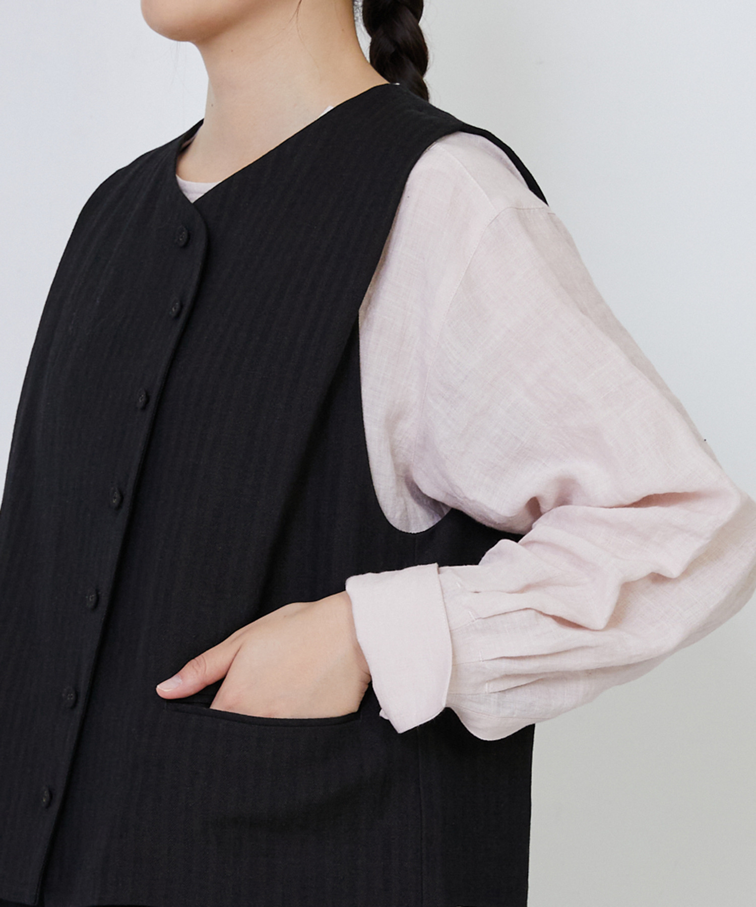 ウールリネンヘリンボーンベスト｜BIGI online store - ビギ