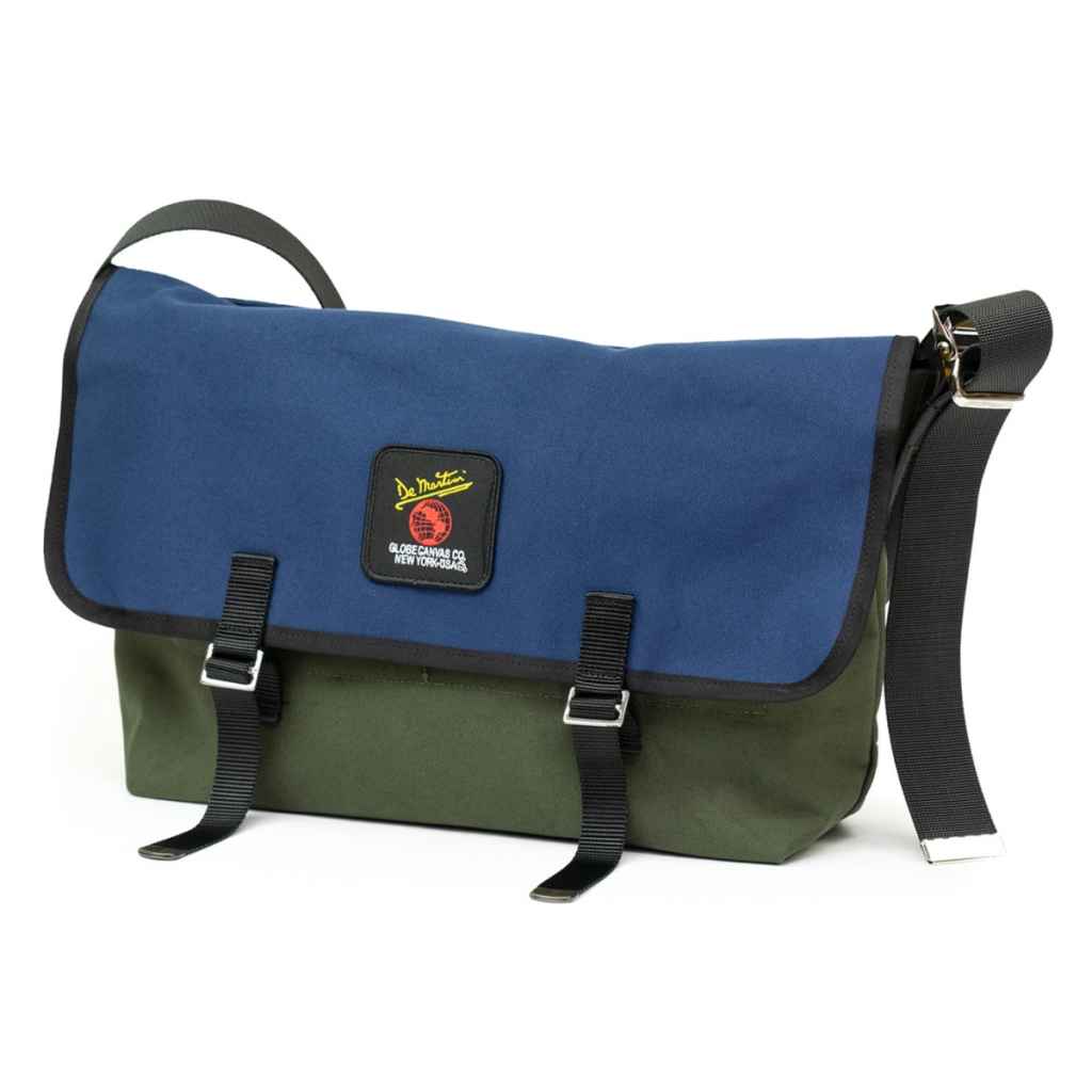 DE MARTINI* 3601 messenger bag (canvas olive/navy) - BLUE LUG