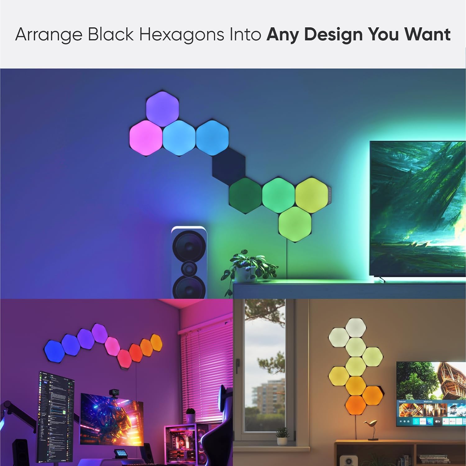 Nanoleaf Shapes ブラックヘキサゴン スターターパック(9枚入り