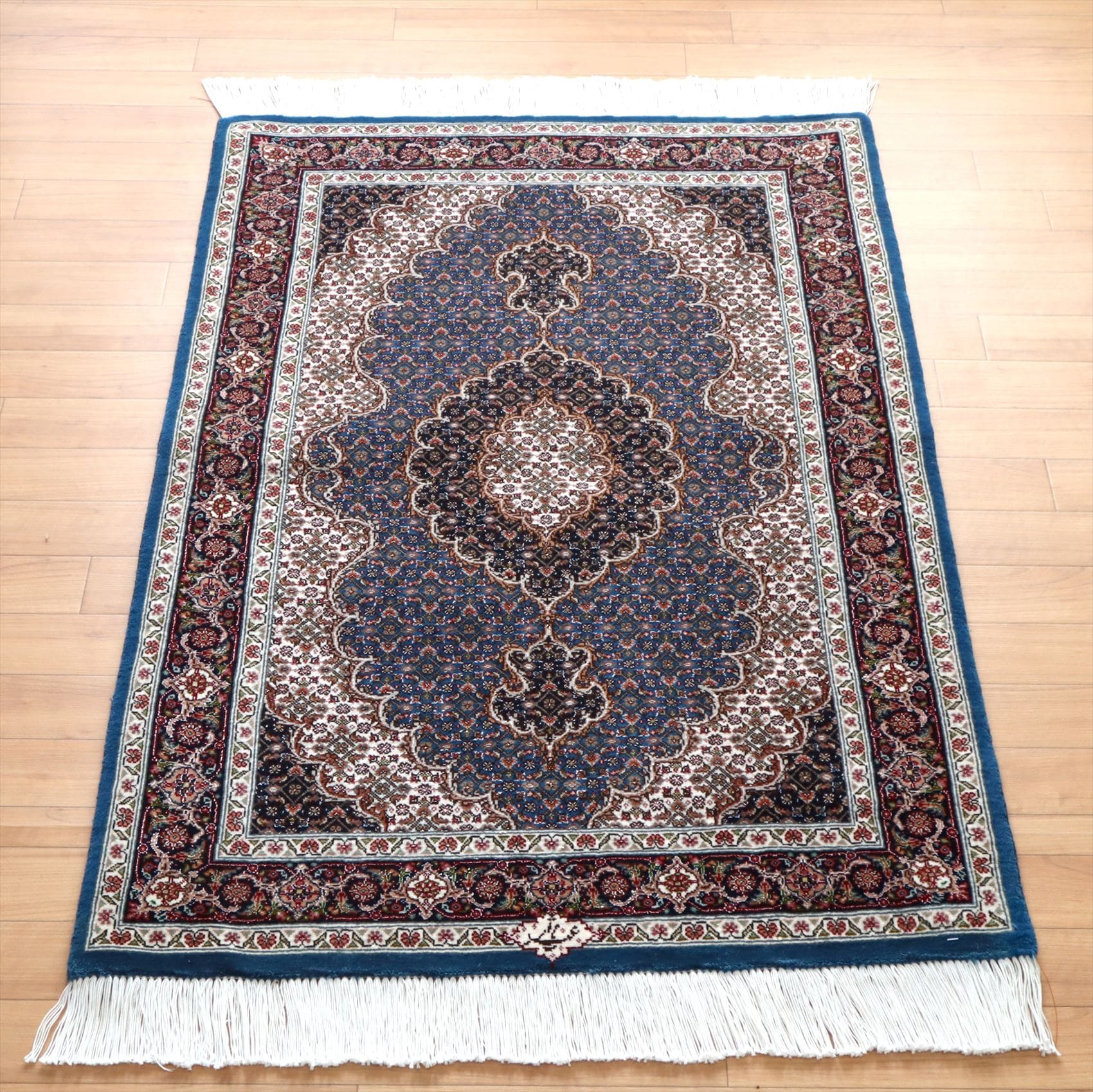 キリムスタイル / ペルシャ絨毯 タブリーズ産マヒ 玄関マット120×83cm
