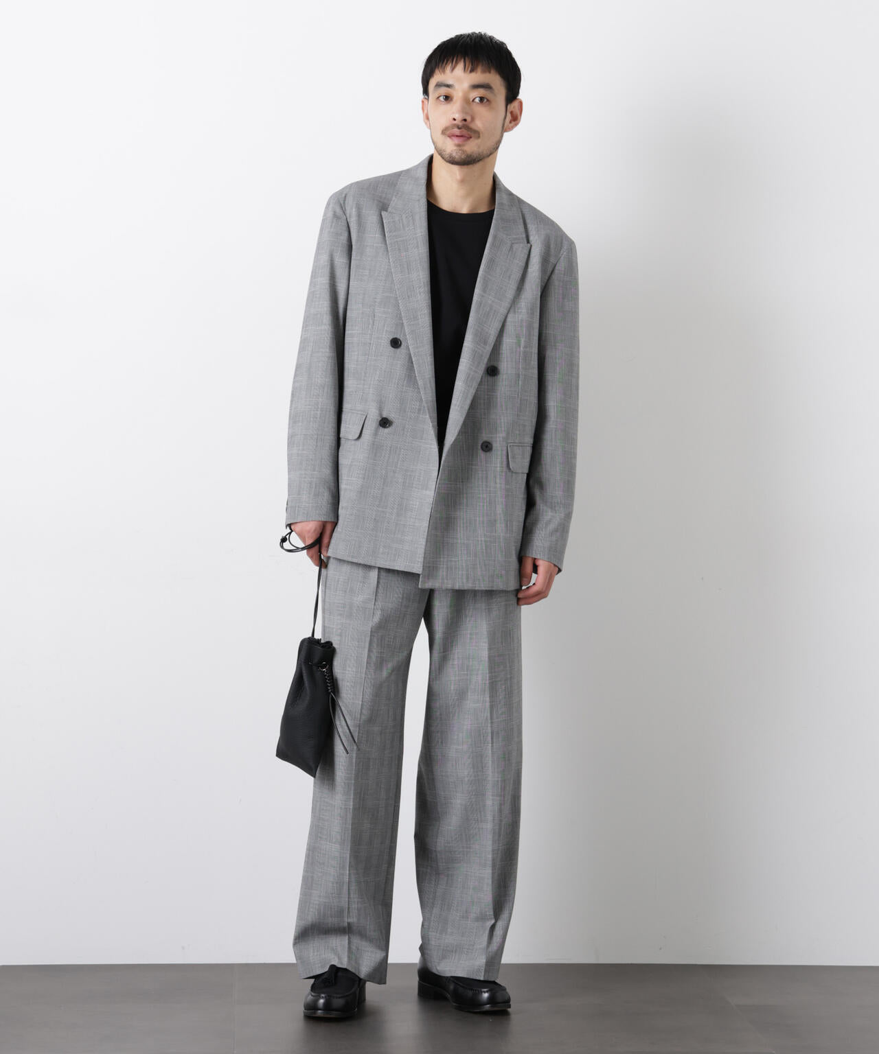 グレンチェックストレートパンツ（セットアップ可）