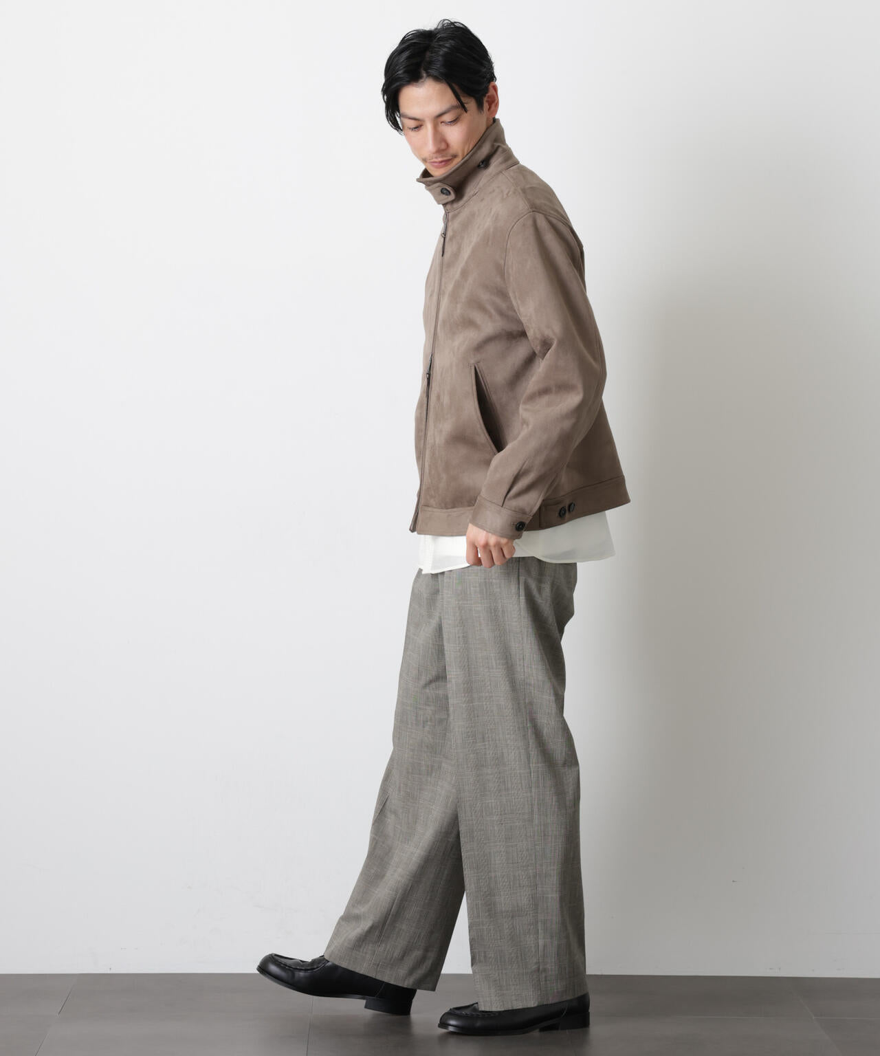 グレンチェックストレートパンツ（セットアップ可）