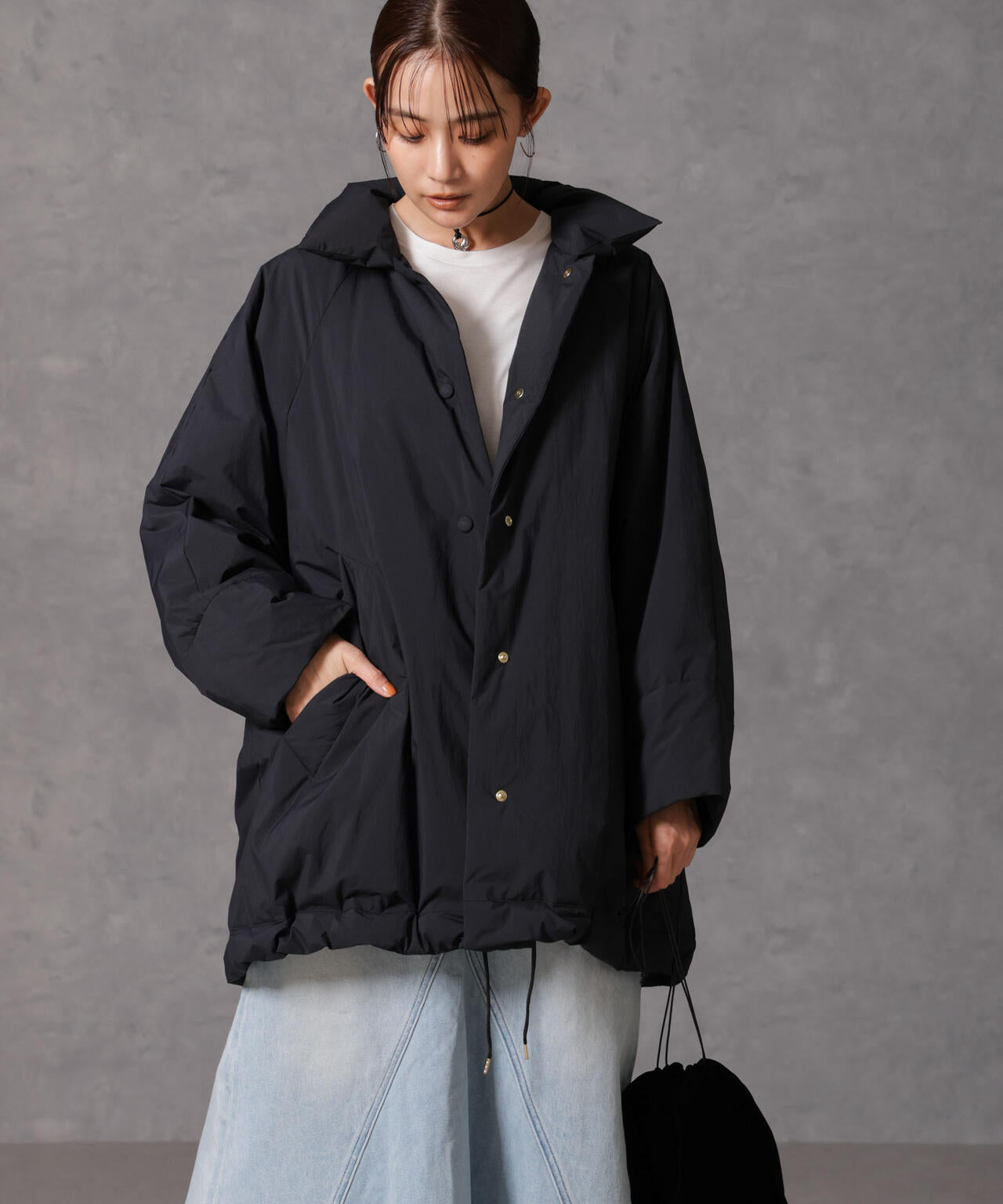 西川ダウン (R)」 ミドル丈 バックタックコート