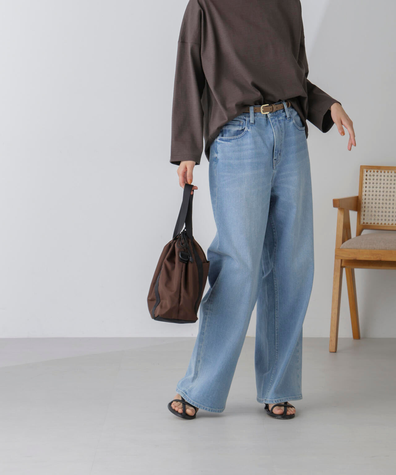 Healthy DENIM / 別注 Pink Pepper ワイド ストレート デニム L.ブルー