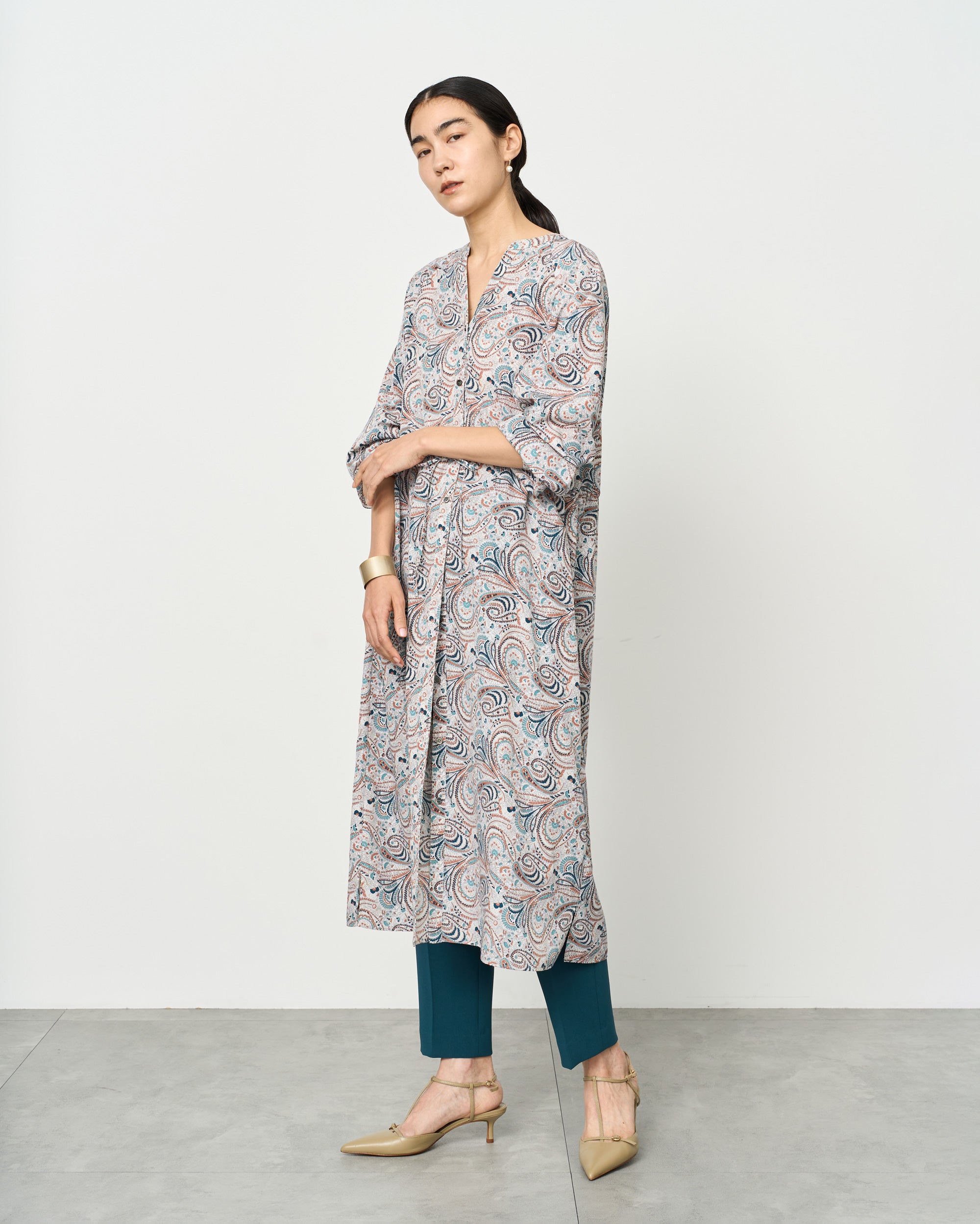 SOEJU ペイズリー柄ワンピースF 長袖 ロング ピンク 美品 日本製 soeju