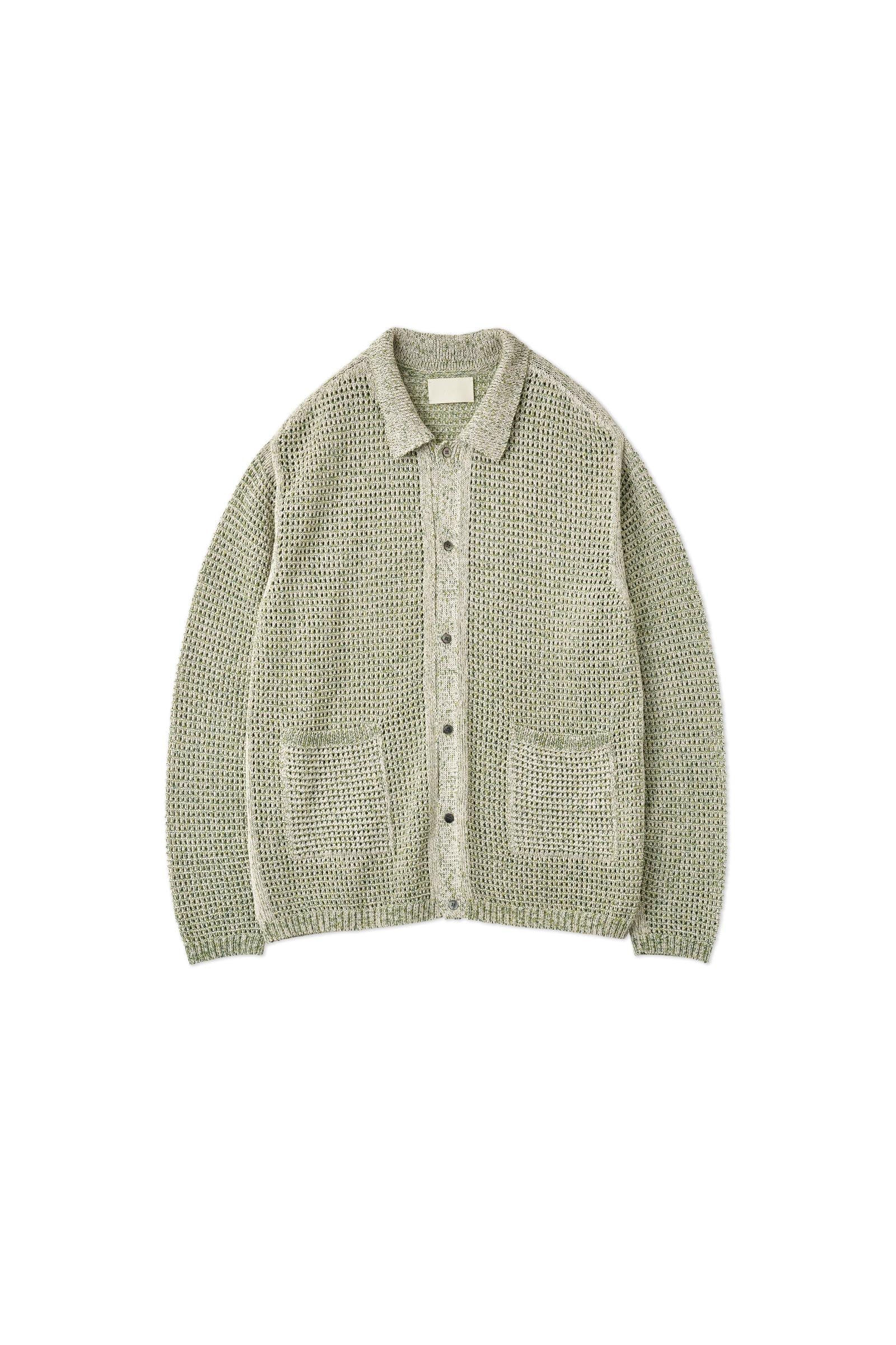 YOKE / MESH KNITTED SHIRT CARDIGAN – carol ONLINE STORE