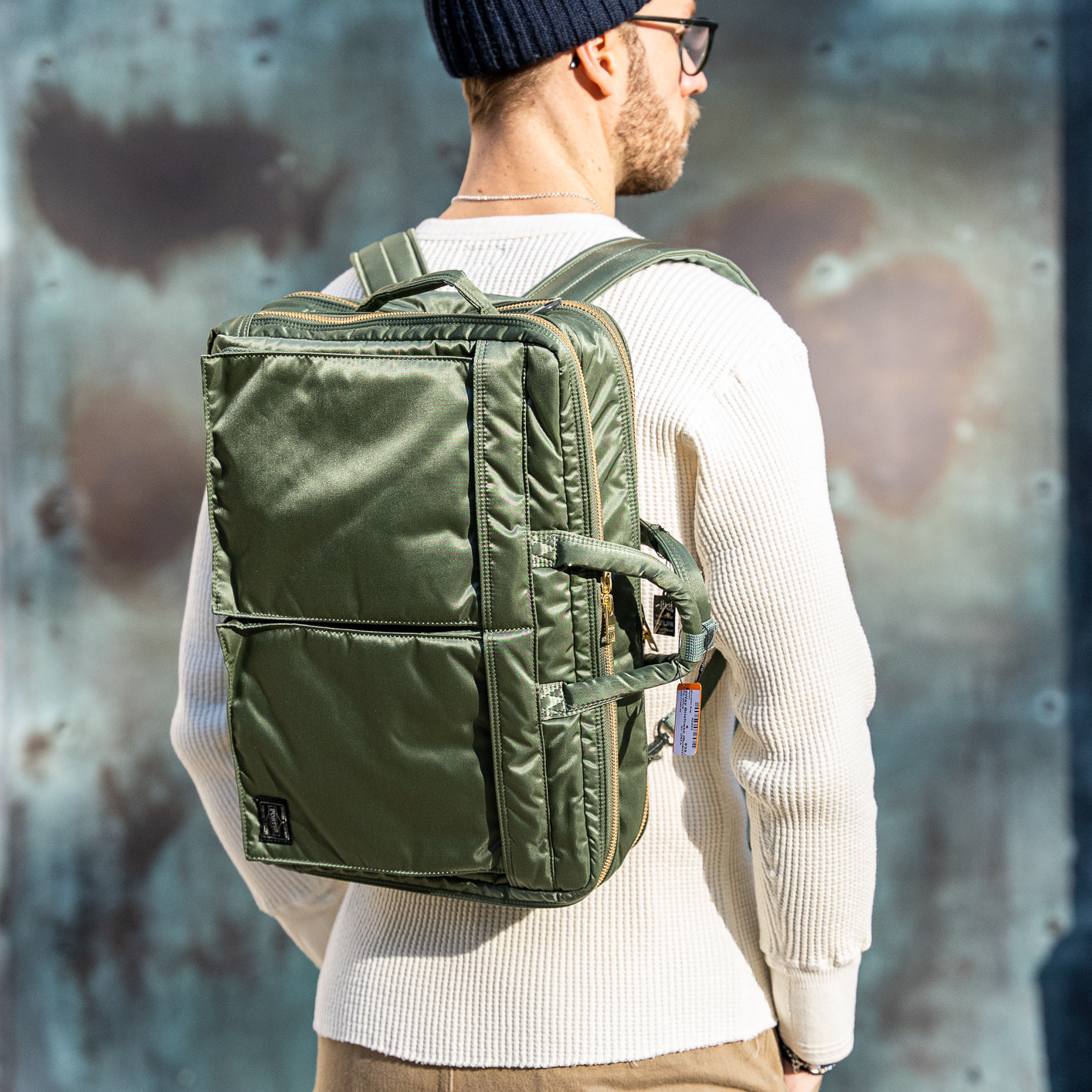 Porter Yoshida Tanker 3Way Briefcase - Sage Green