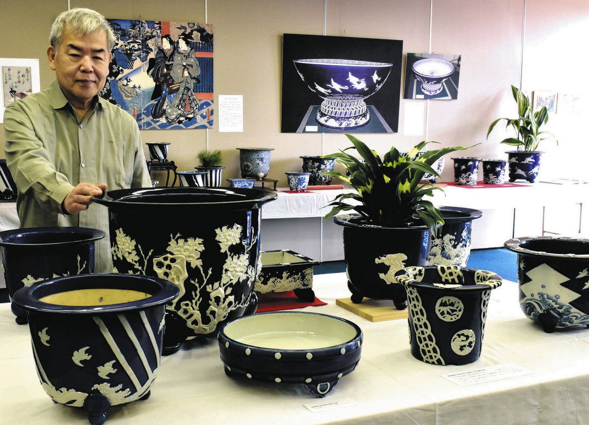 江戸後期に流行、瀬戸ブルーの「尾張鉢」 昭和区でコレクション展：中