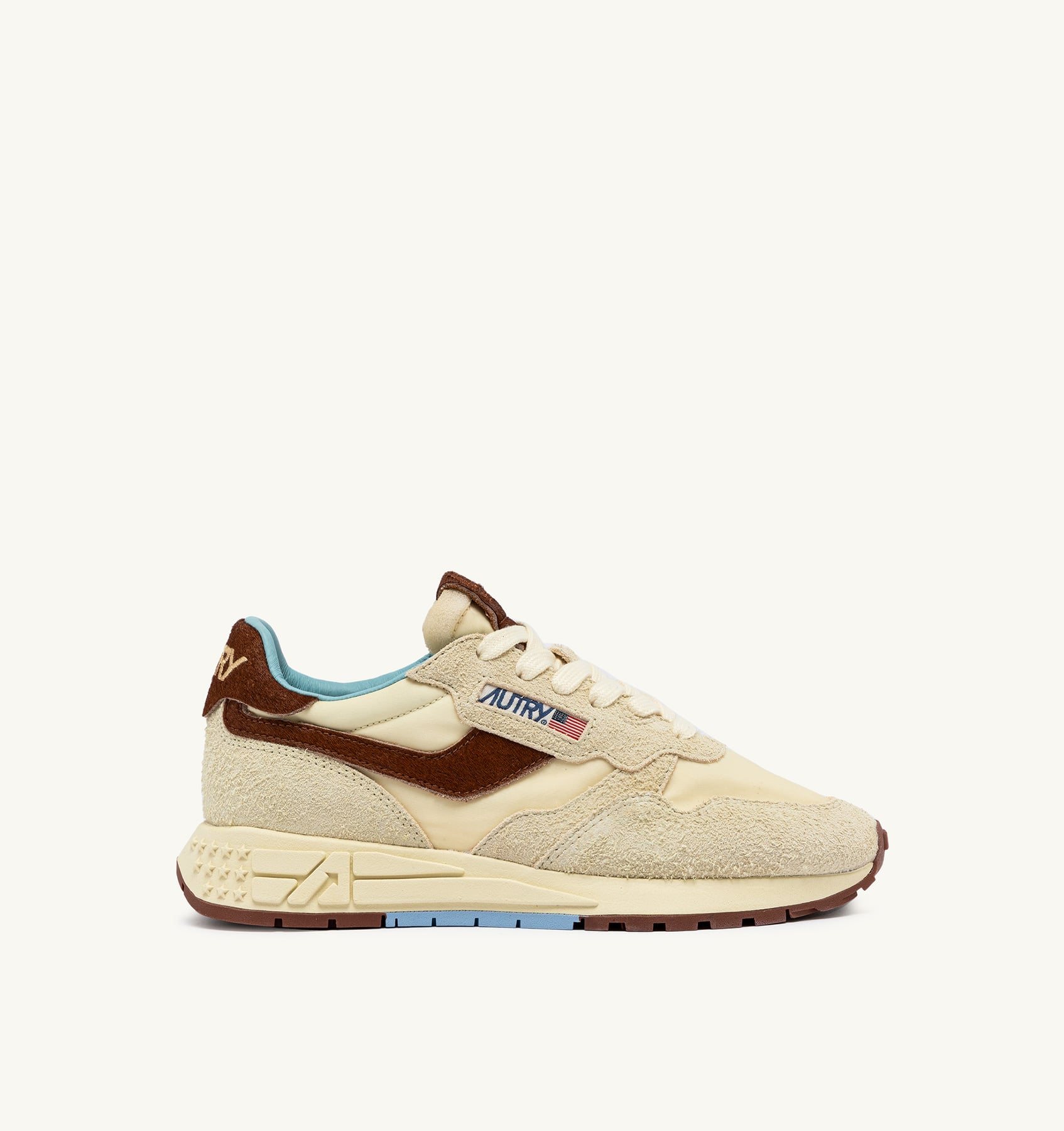Autry Reelwind Low Sneakers In Brown And Nut Nylon And Suede