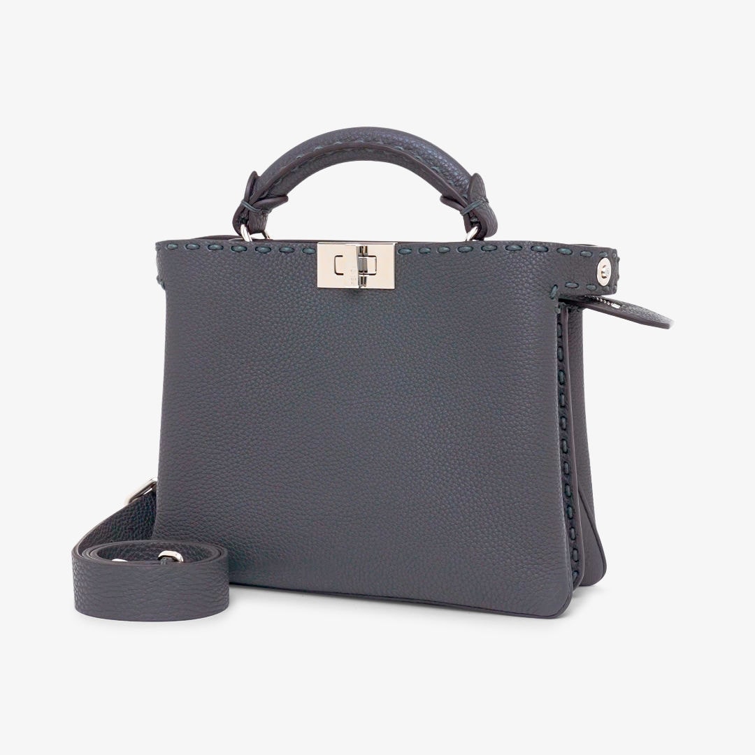 Selleria Peekaboo Soft Small Cuoio Romano leather Grey | Fendi