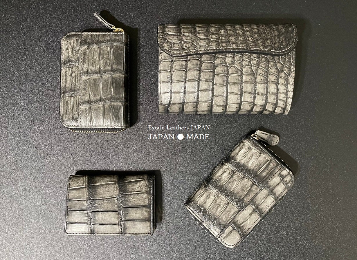 墨染ポロサス】水墨画を想わせるクロコダイル-ウォレットシリーズ