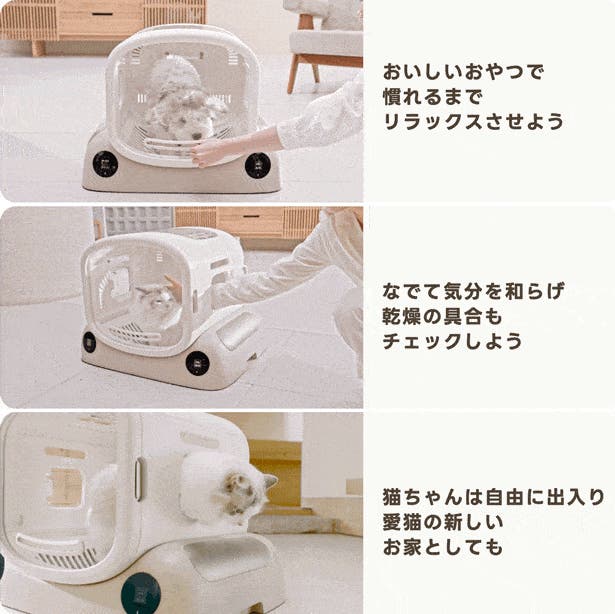 癒しの風で包む幸せドライ体験！PetSnowy SMILEペットドライヤーハウス