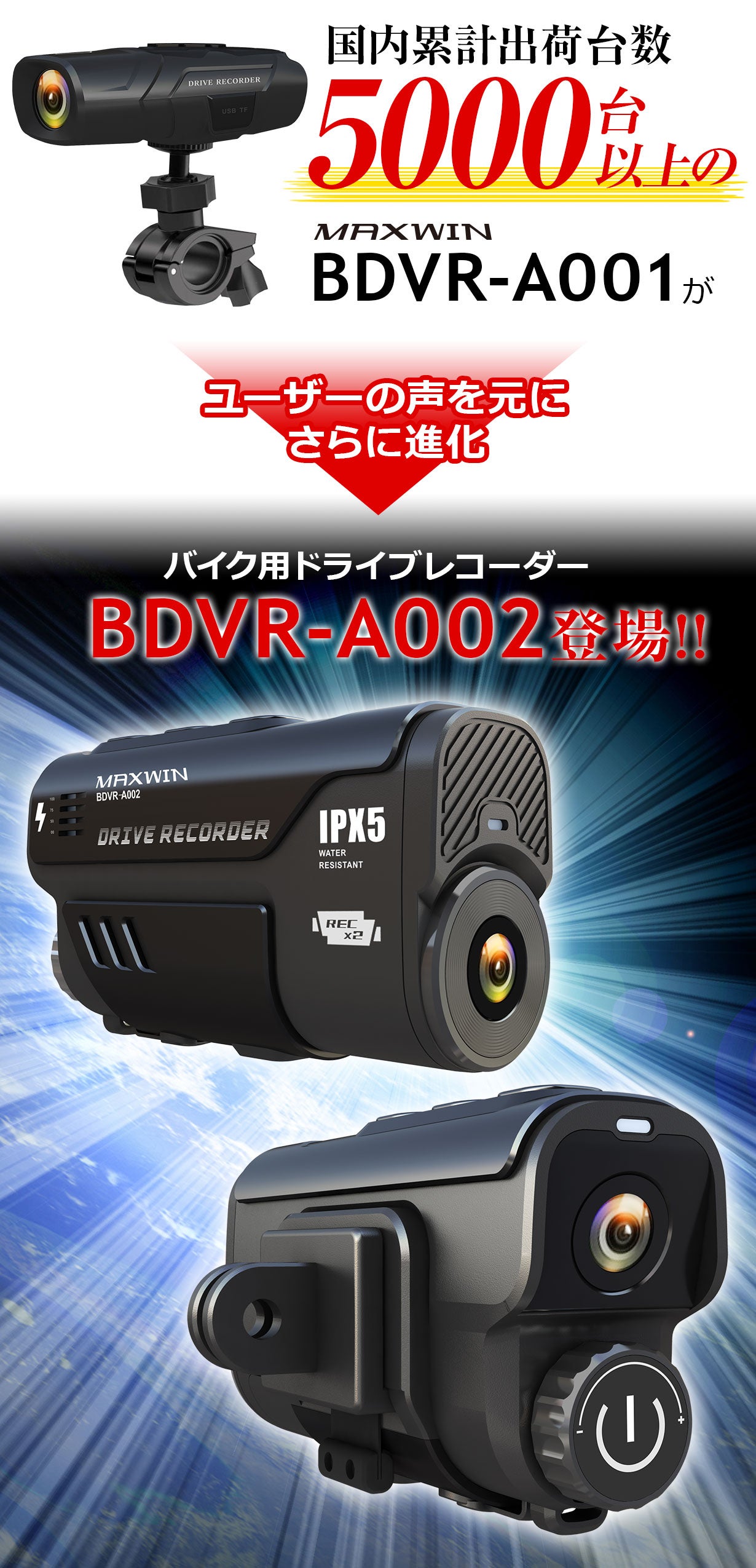 MAXWIN史上最高スペックのバイク×自転車ドライブレコーダー｜マクアケ