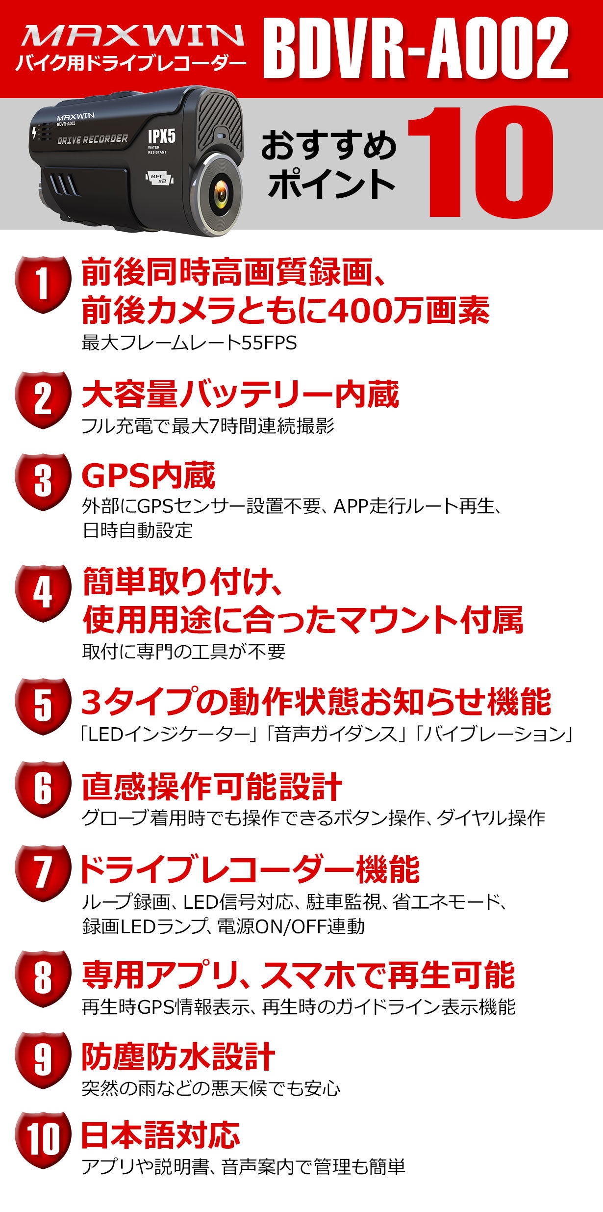 MAXWIN史上最高スペックのバイク×自転車ドライブレコーダー｜マクアケ