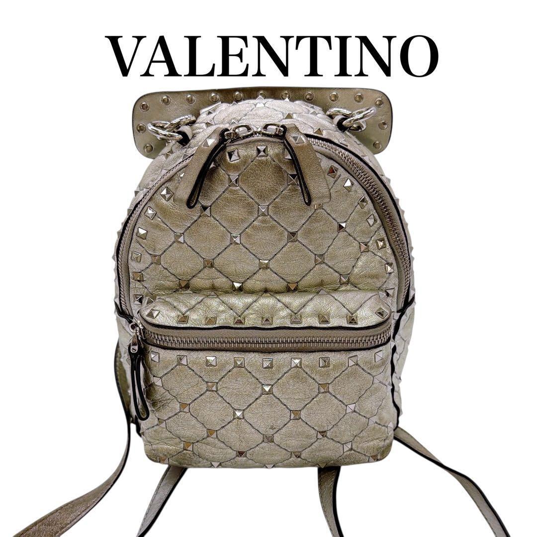 ヴァレンティノ スタッズ ×レザー デイパック ミニリュック VALENTINO