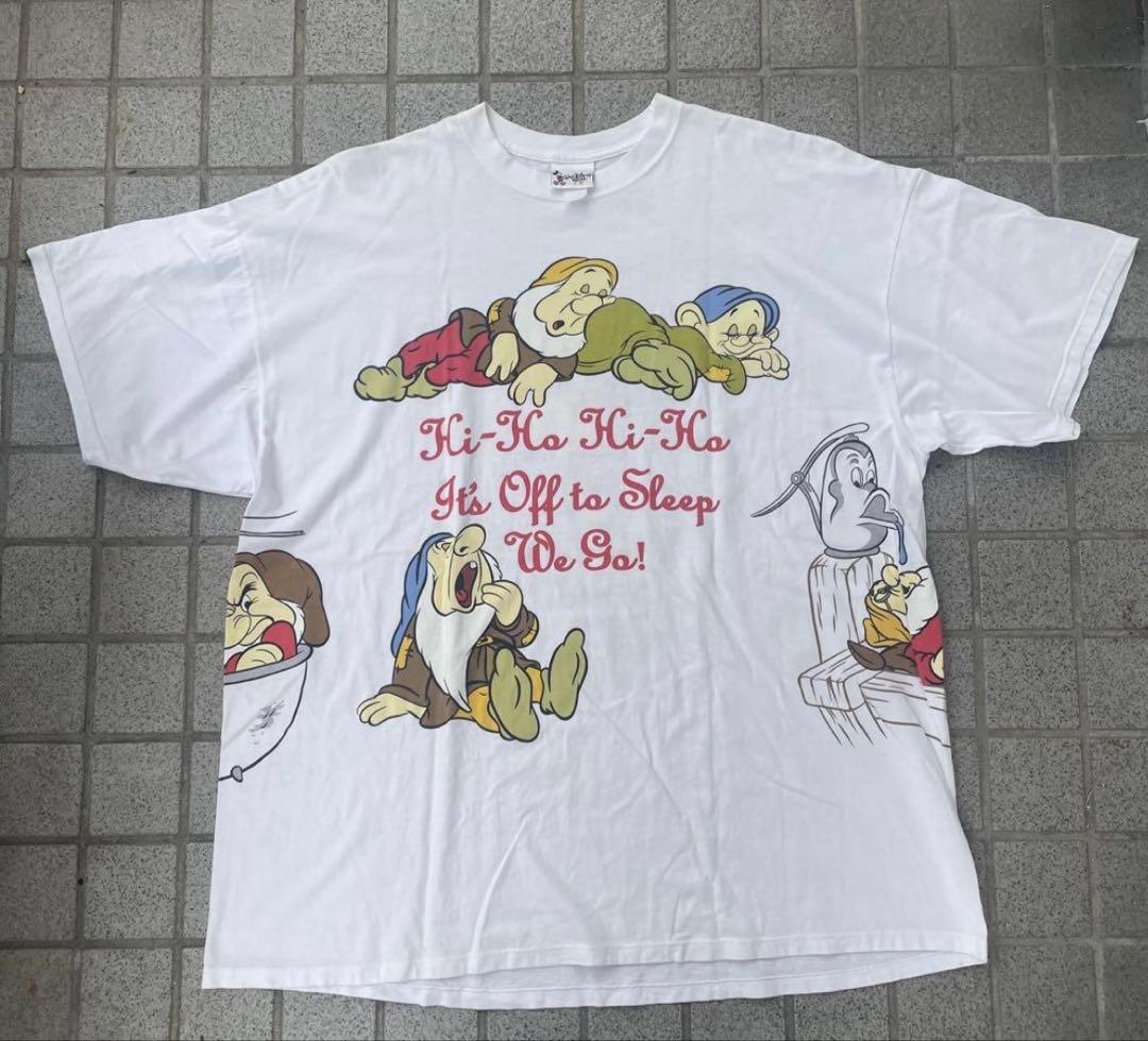 【最安値】90s Disney７人の小人 Tシャツ ポーカーズ つかさ 古着 90s USA製 Disney 白雪姫 7人の小人 Dopey おとぼけ Tシャツ XXL