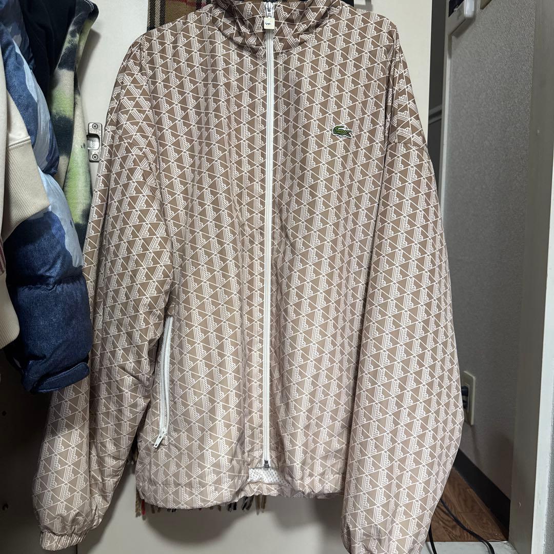 M-L相当】LACOSTE ラコステ モノグラム ナイロンジャケット ブラウン