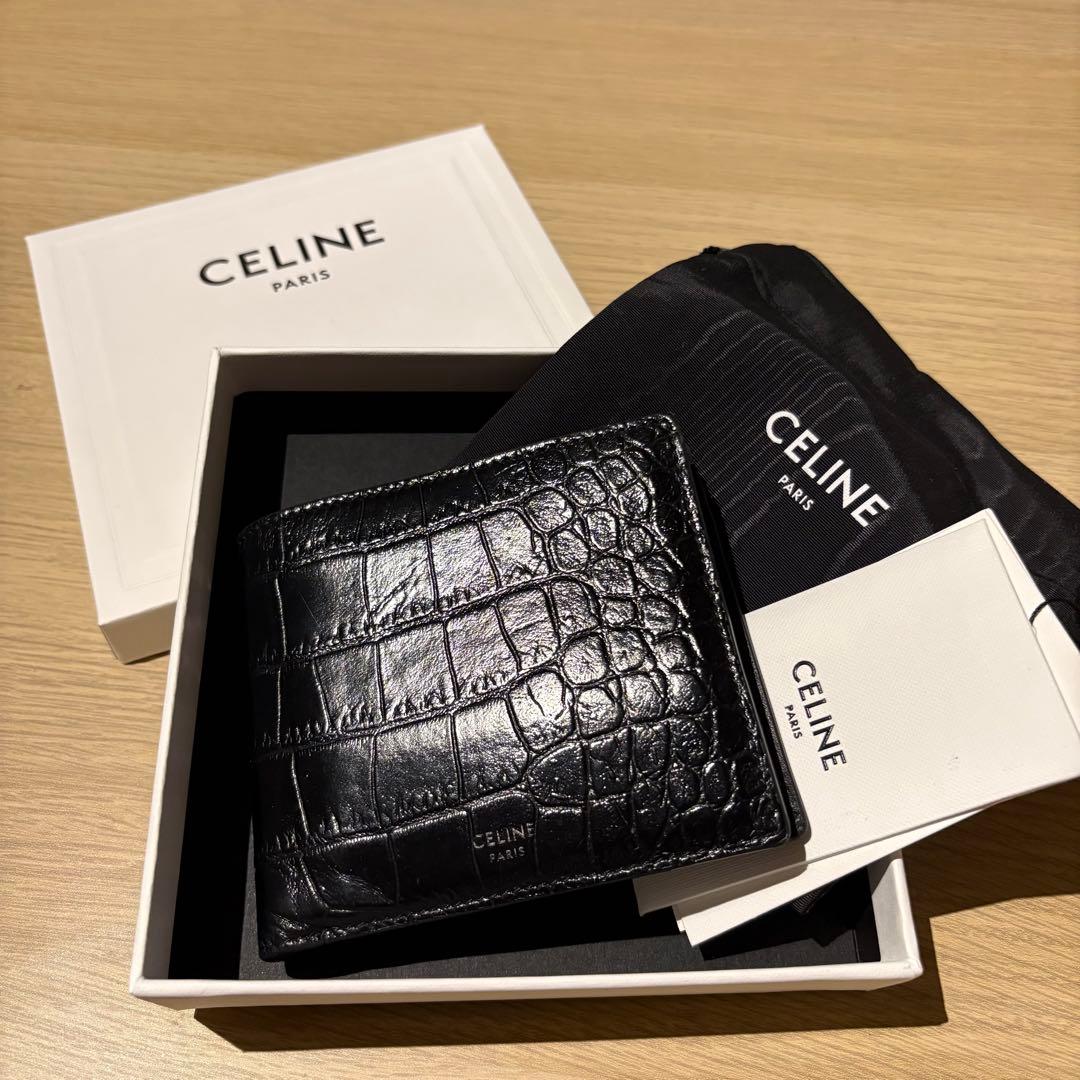 CELINE バイフォールドウォレット / クロコダイル型押しカーフスキン