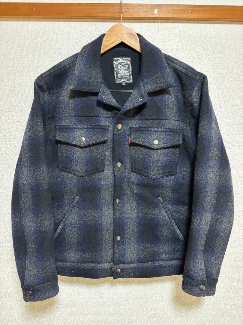 RADIALL・ネイビー・グレー チェックジャケット Lサイズ SALE セール ラディアル ジャケット RADIALL EL CAMINO - ZIP UP