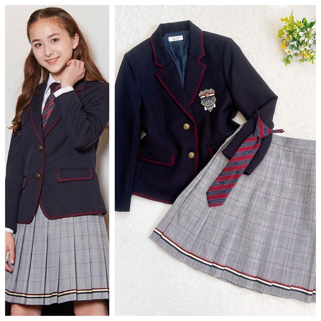 ELLE EN NOIR 女の子セレモニースーツ 紺ブレ グレンチェック 150 小学校 発表会 服 女子 結婚式 女児 スーツ 150 レンタル フォーマル